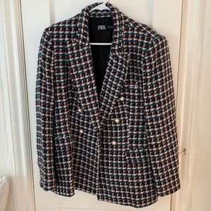 Zara Tweed Blazer with Pearl Buttons